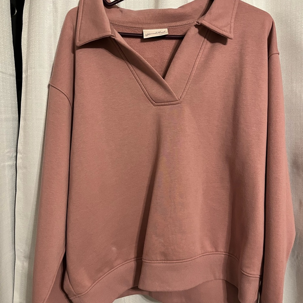 Pink Collared Sweatshirt